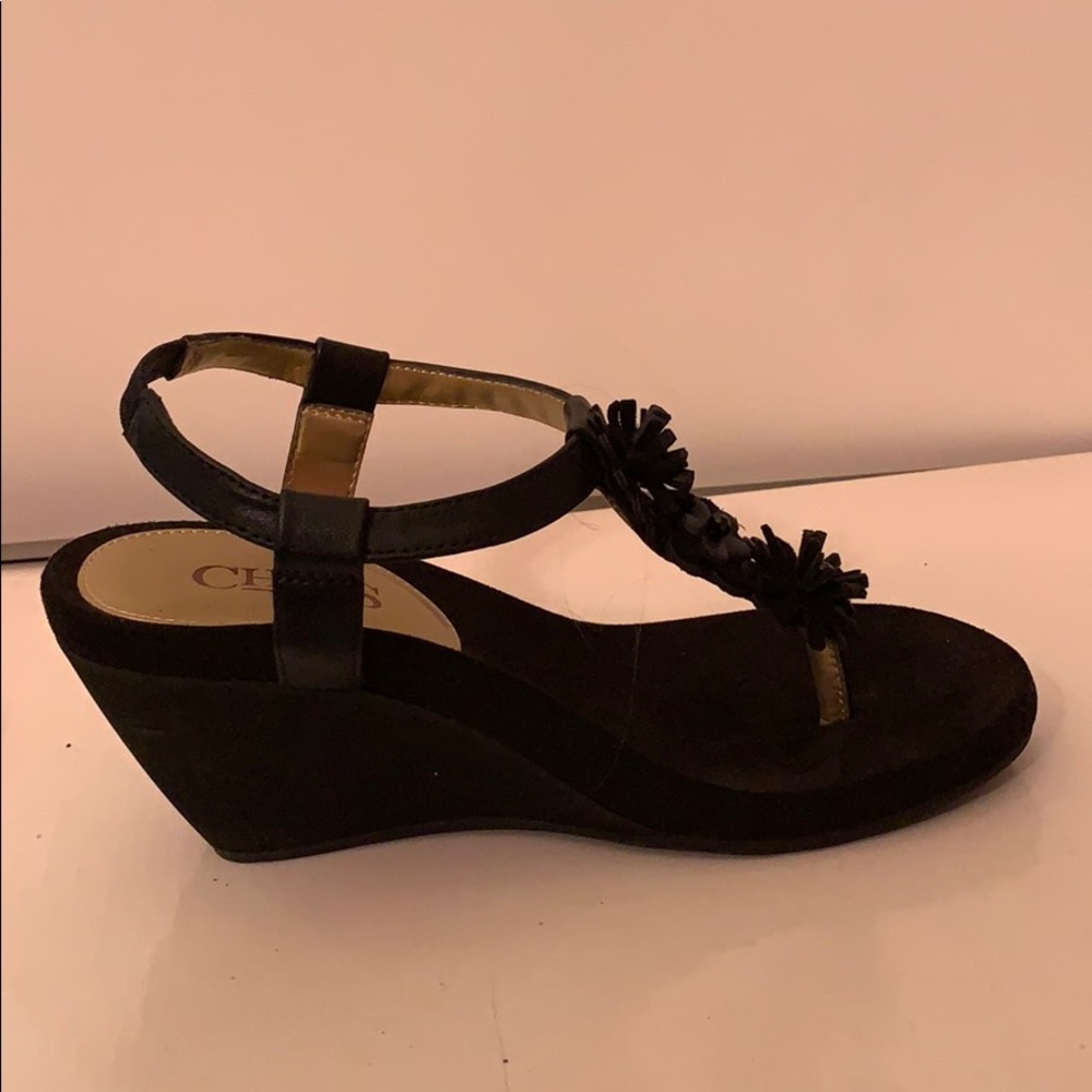 NWOT Chaps Black Wedge Sandal